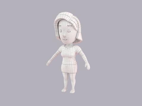Cartoon Female Character Rigged 077 Model 3D