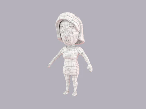 Cartoon Female Character Rigged 077 3D Model