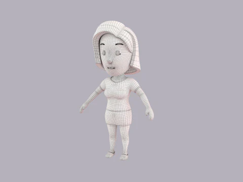 Cartoon Female Character Rigged 077 3D Model