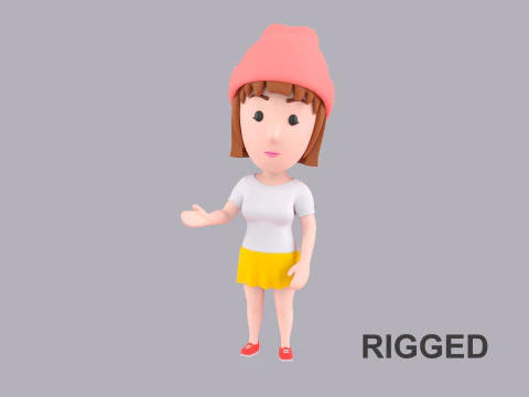 कार्टून महिला पात्र रिग्ड 078 3D मॉडल