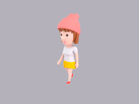 Cartoon Female Character Rigged 078 3D Модель