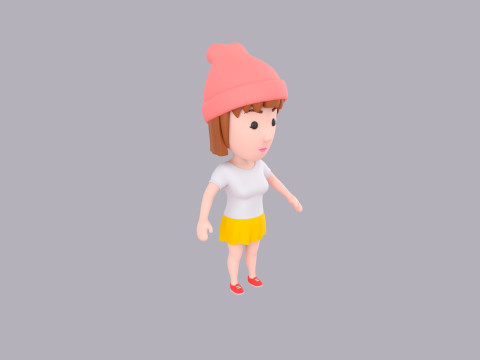 Cartoon Female Character Rigged 078 3D Модель