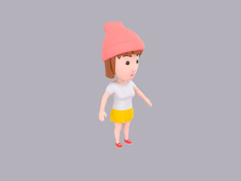 Cartoon Female Character Rigged 078 3D Model