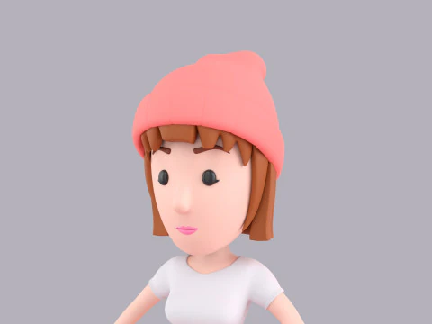 Cartoon Female Character Rigged 078 3D Model