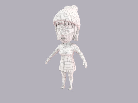 Cartoon Female Character Rigged 078 3D Модель