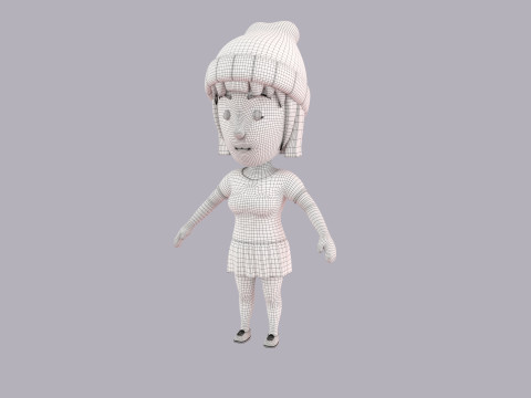 Cartoon Female Character Rigged 078 3D Модель
