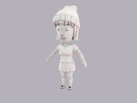 Cartoon Female Character Rigged 078 3D Model