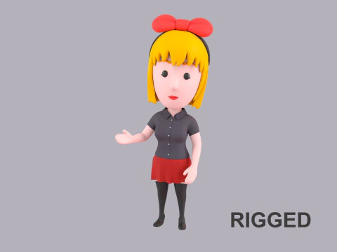 Cartoon Female Character Rigged 079 3D Model