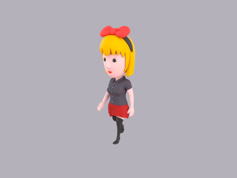 Cartoon Female Character Rigged 079 Model 3D