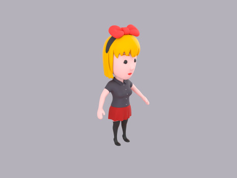 Cartoon Female Character Rigged 079 Model 3D