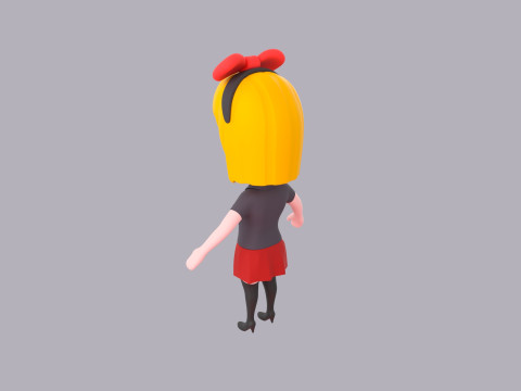 Cartoon Female Character Rigged 079 Model 3D