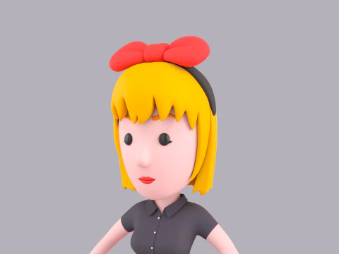 Cartoon Female Character Rigged 079 3D Model