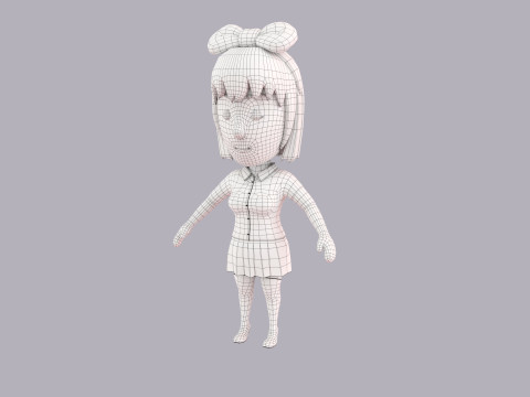Cartoon Female Character Rigged 079 Model 3D