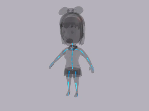 Cartoon Female Character Rigged 079 3D Model