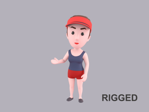 Cartoon Female Character Rigged 080 Modelo 3D