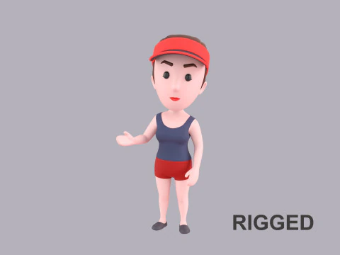 Жіночий персонаж мультфільму Rigged 080 3D Модель