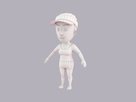 Cartoon Female Character Rigged 080 Modelo 3D