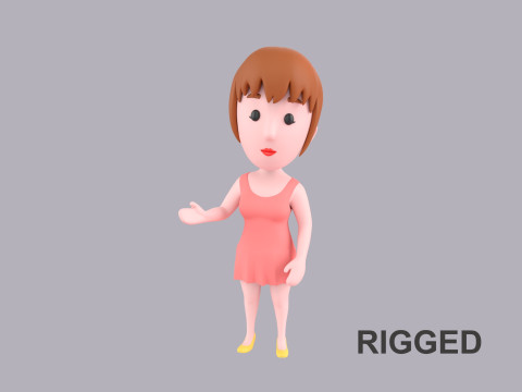 Cartoon Female Character Rigged 081 3D Model