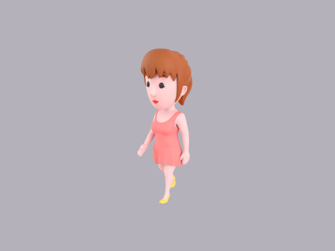Cartoon Female Character Rigged 081 3D Модель