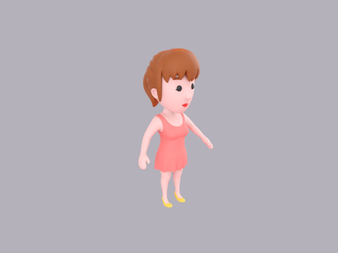 Cartoon Female Character Rigged 081 3D Модель