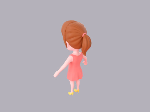 Cartoon Female Character Rigged 081 3D Модель