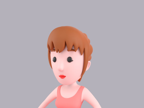 Cartoon Female Character Rigged 081 3D Модель