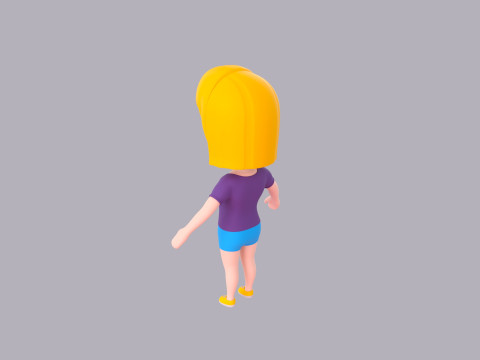 Cartoon Female Character Rigged 082 3D Model
