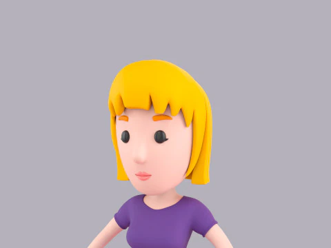 Cartoon Female Character Rigged 082 3D Model