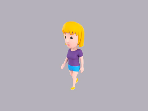 Cartoon Female Character Rigged 082 3D Model