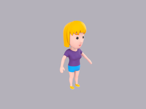 Cartoon Female Character Rigged 082 3D Model