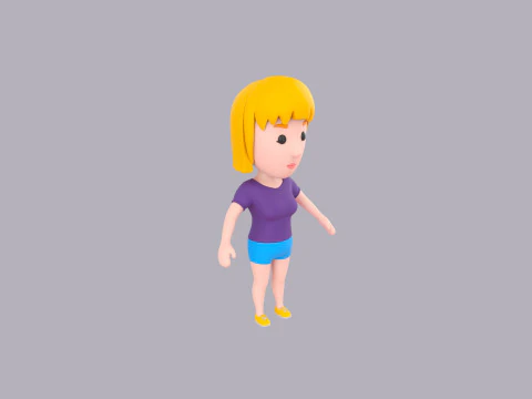 Cartoon Female Character Rigged 082 3D Model