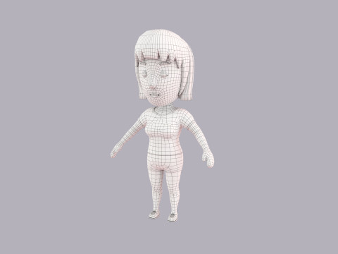 Cartoon Female Character Rigged 082 3D Model