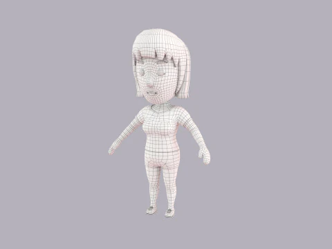 Cartoon Female Character Rigged 082 3D Model