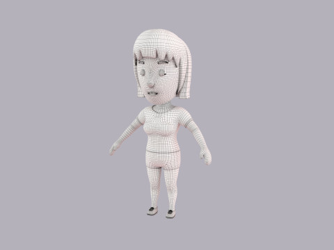 Cartoon Female Character Rigged 082 3D Model
