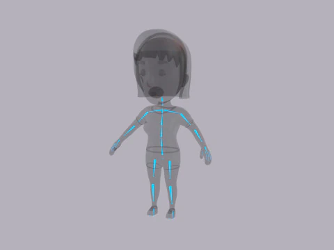 Cartoon Female Character Rigged 082 3D Model