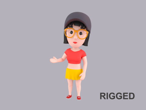 Cartoon Female Character Rigged 083 3Dモデル