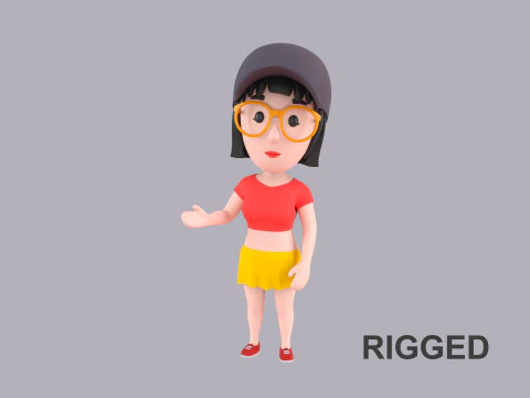 Personaje femenino de dibujos animados ama&ntilde;ado 083 Modelo 3D