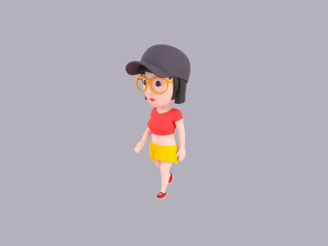 Cartoon Female Character Rigged 083 3D Model