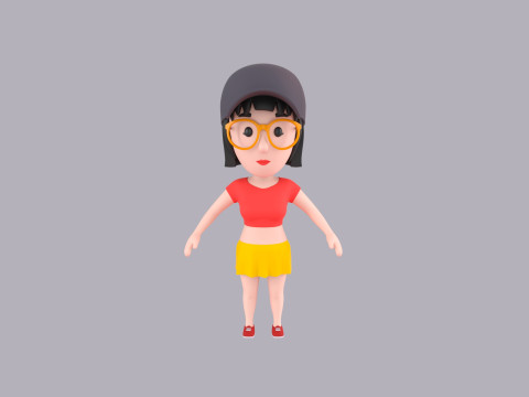 Cartoon Female Character Rigged 083 3D Model