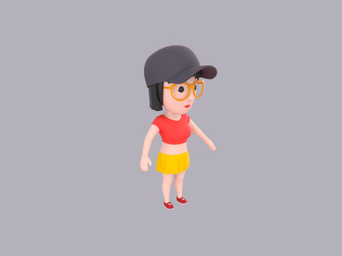 Cartoon Female Character Rigged 083 3D Model