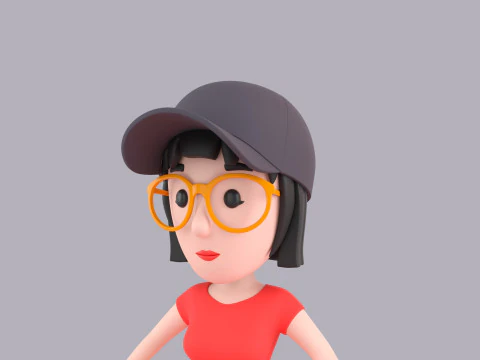 Cartoon Female Character Rigged 083 3D Model