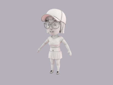 Cartoon Female Character Rigged 083 3D Model
