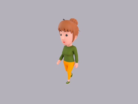 Cartoon Female Character Rigged 084 Model 3D