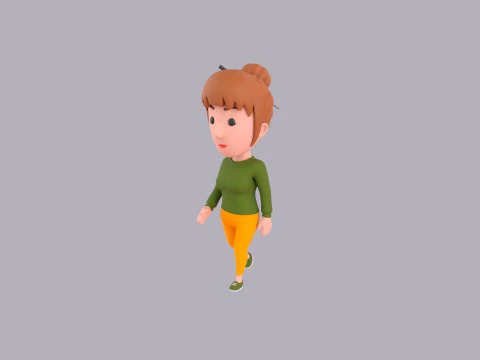 Cartoon Female Character Rigged 084 3D Model