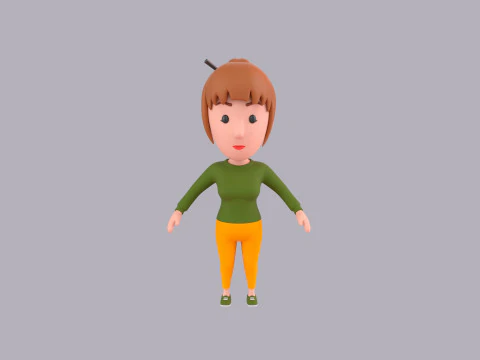 Cartoon Female Character Rigged 084 3D Model