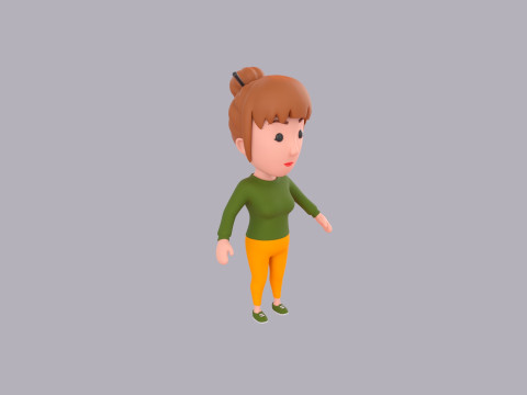 Cartoon Female Character Rigged 084 Model 3D