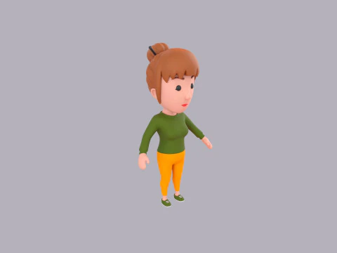 Cartoon Female Character Rigged 084 3D Model