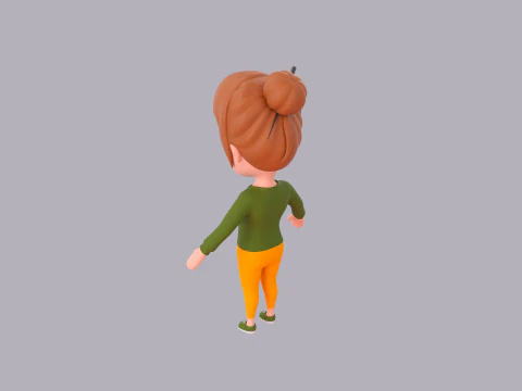 Cartoon Female Character Rigged 084 3D Model