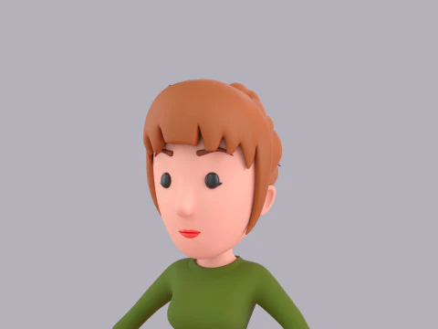 Cartoon Female Character Rigged 084 3D Model