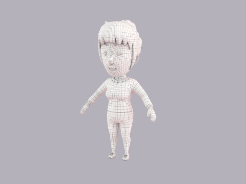 Cartoon Female Character Rigged 084 Model 3D